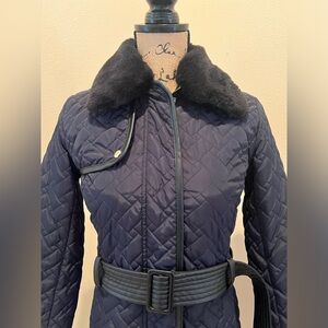 Cole Haan Navy Blue Quilted Coat